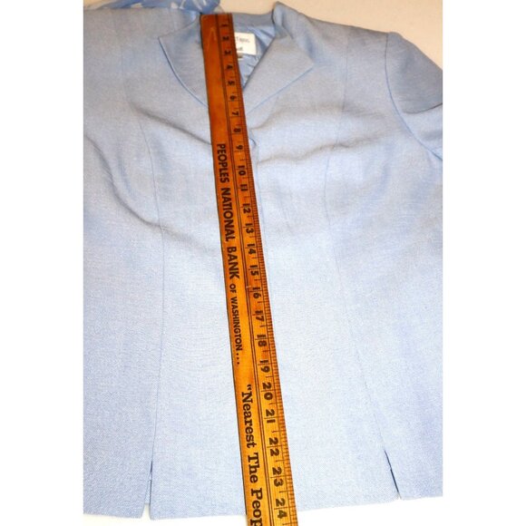 Collections For Le Suit Light Blue Button-Up Blazer With Sheer Scarf Office Sire - Picture 6 of 7